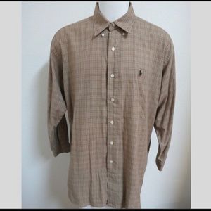 Sz XL Brown Plaid Polo Ralph Lauren MEN #17K Shirt